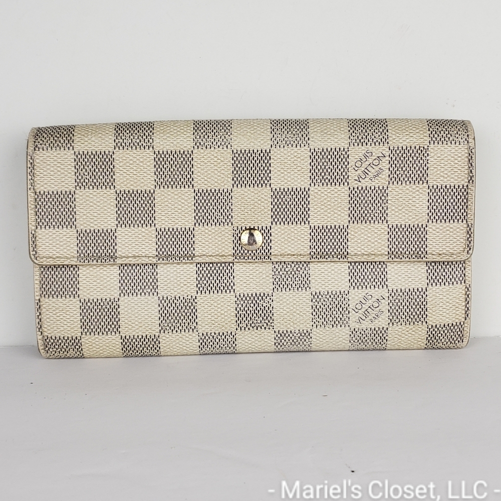 Authentic Louis Vuitton Damier Azur Sarah Wallet #2895M